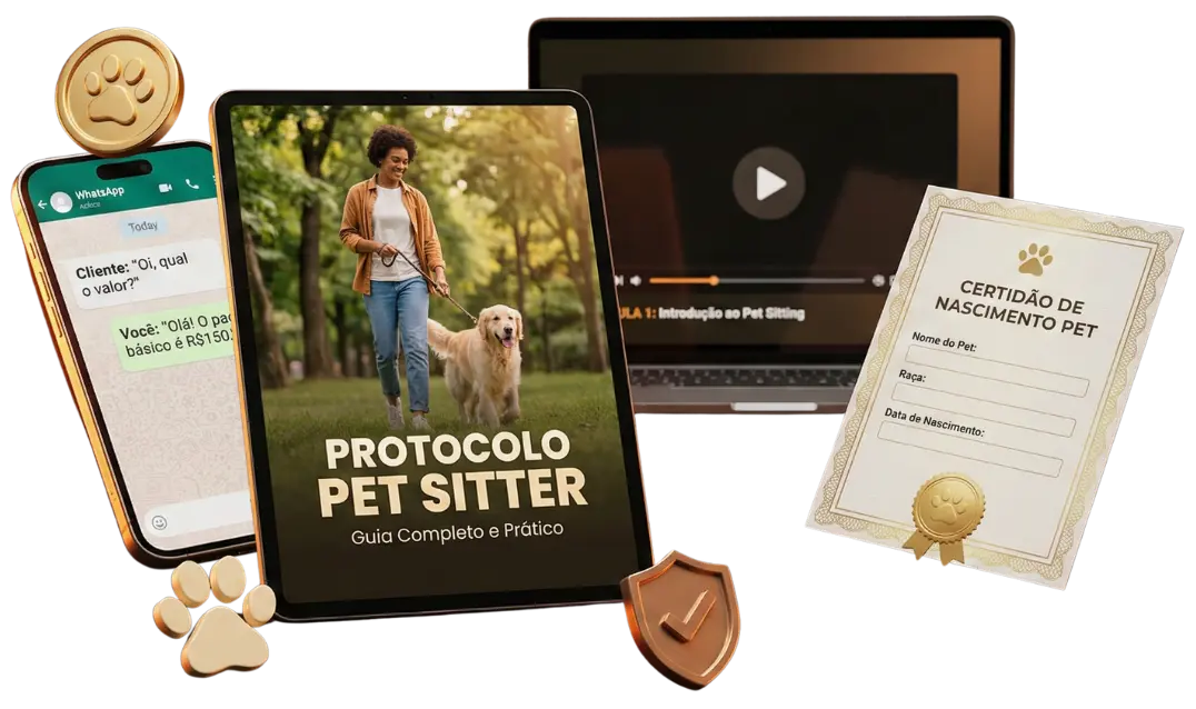 Mockup do Kit Completo Protocolo Pet Sitter